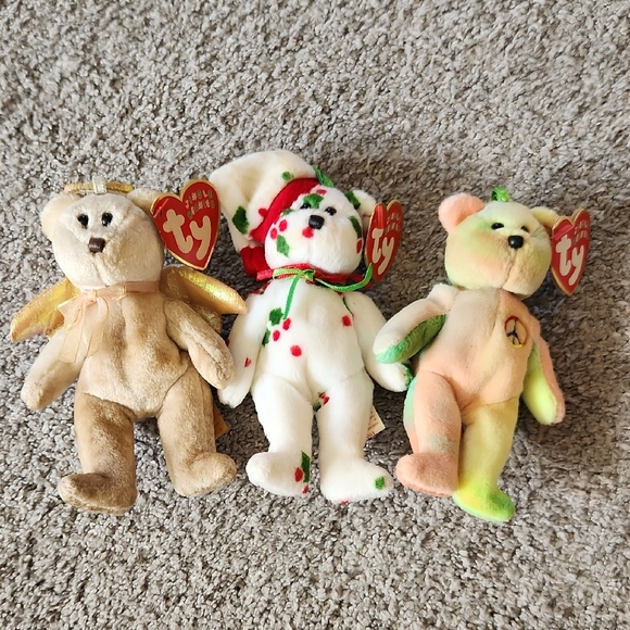 Ty Beanie Babies Set - Tan, White, Multicolored - Picture 1 of 11